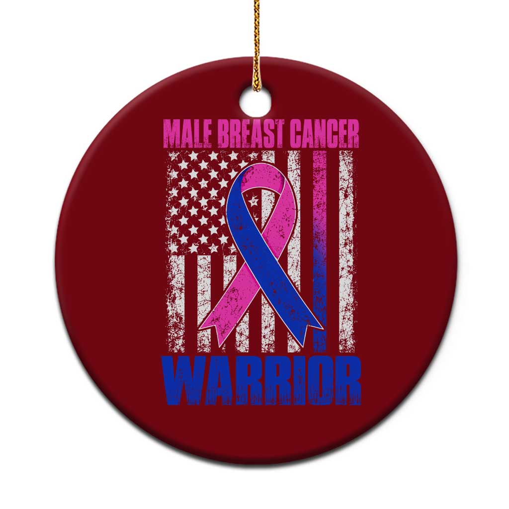 Male Breast Cancer Warrior Ceramic Ornament Pink Blue Ribbon
