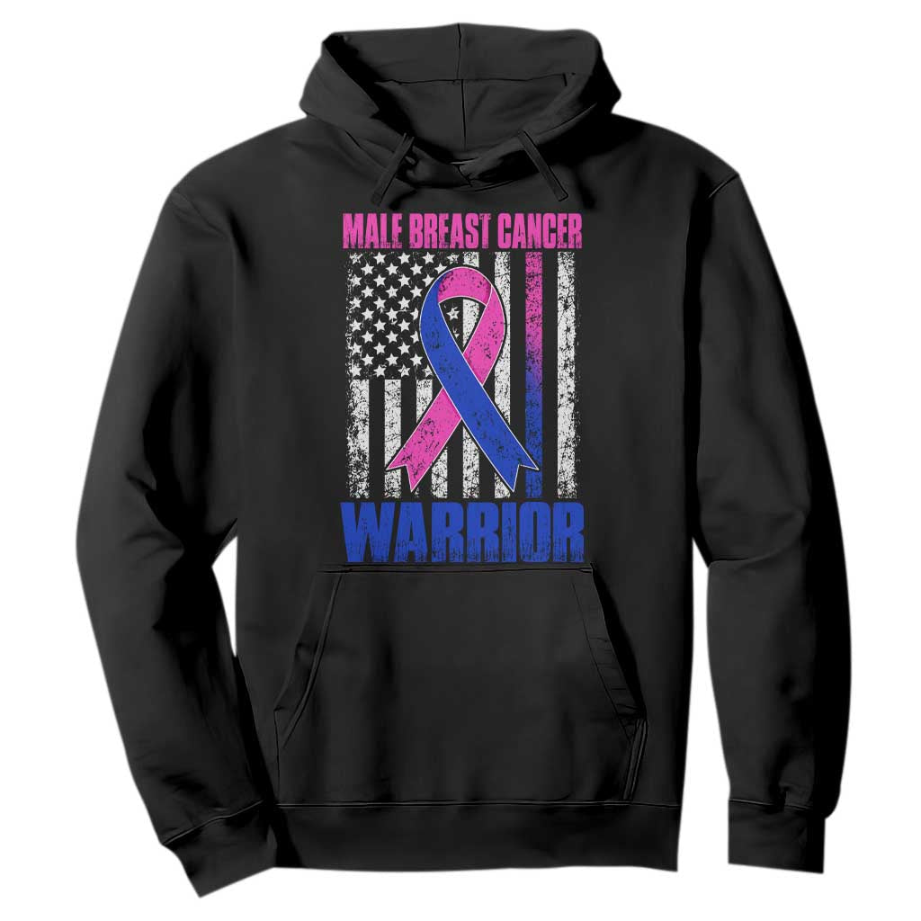 Male Breast Cancer Warrior Hoodie Pink Blue Ribbon