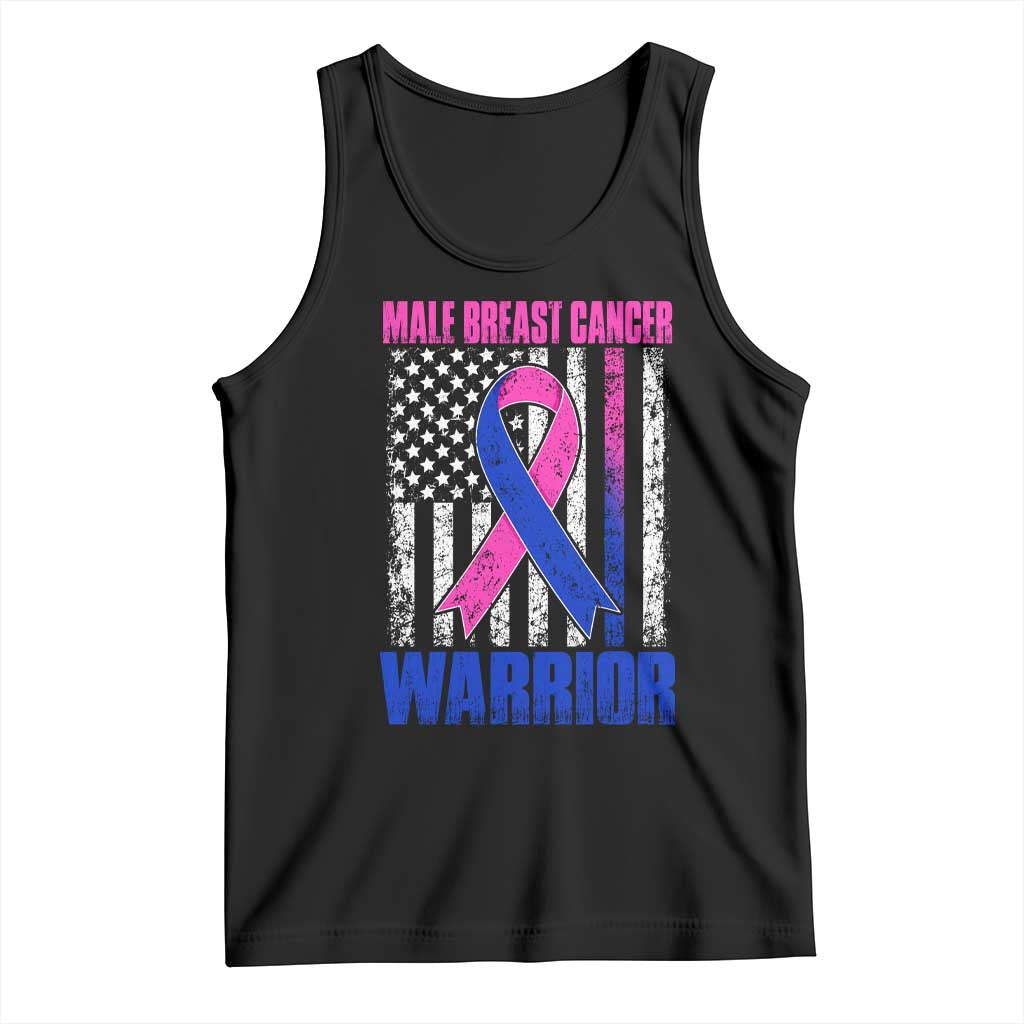 Male Breast Cancer Warrior Tank Top Pink Blue Ribbon