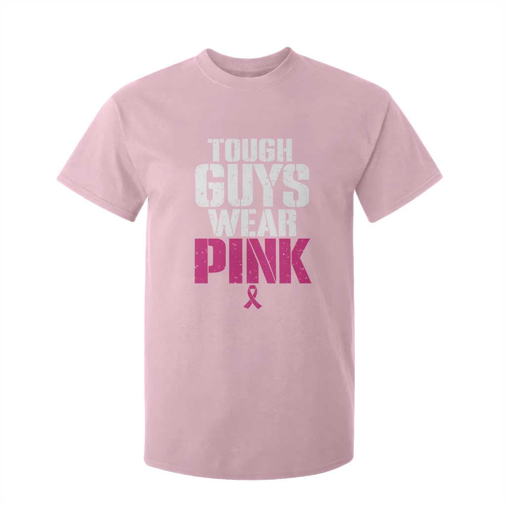 Tough Guys Wear Pink Funny Male Breast Cancer Awareness T Shirt For Kid Pink Ribbon Support