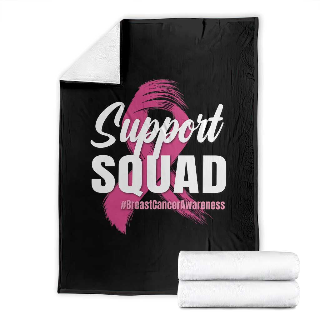 Breast Cancer Awareness Support Squad Throw Blanket Pink Ribbon Brushstroke