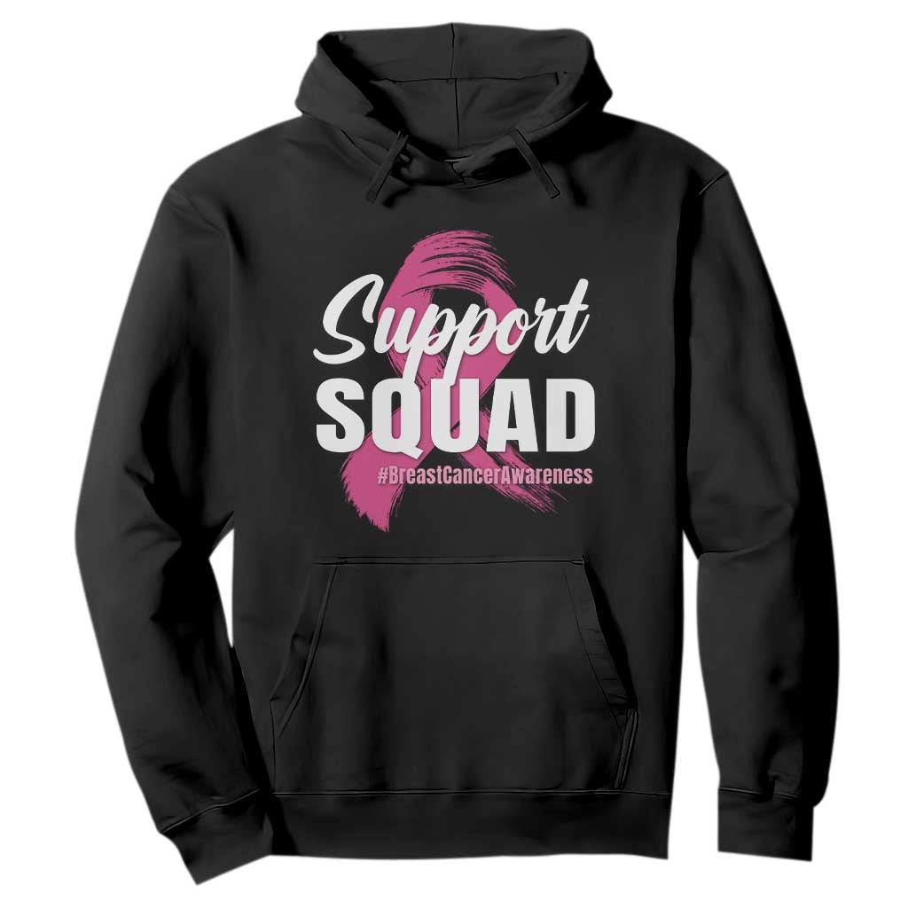 Breast Cancer Awareness Support Squad Hoodie Pink Ribbon Brushstroke