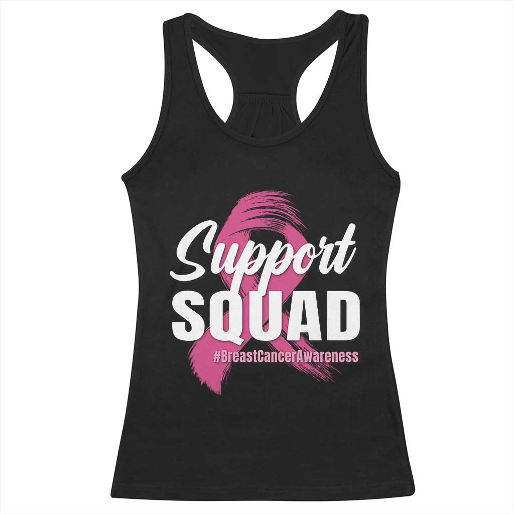 Breast Cancer Awareness Support Squad Racerback Tank Top Pink Ribbon Brushstroke