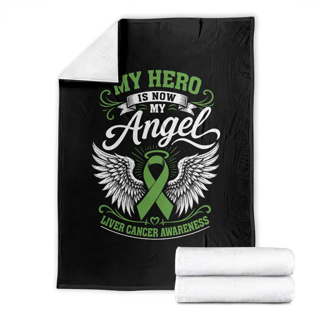 Liver Cancer Awareness Throw Blanket My Hero Is Now My Angel Green Ribbon