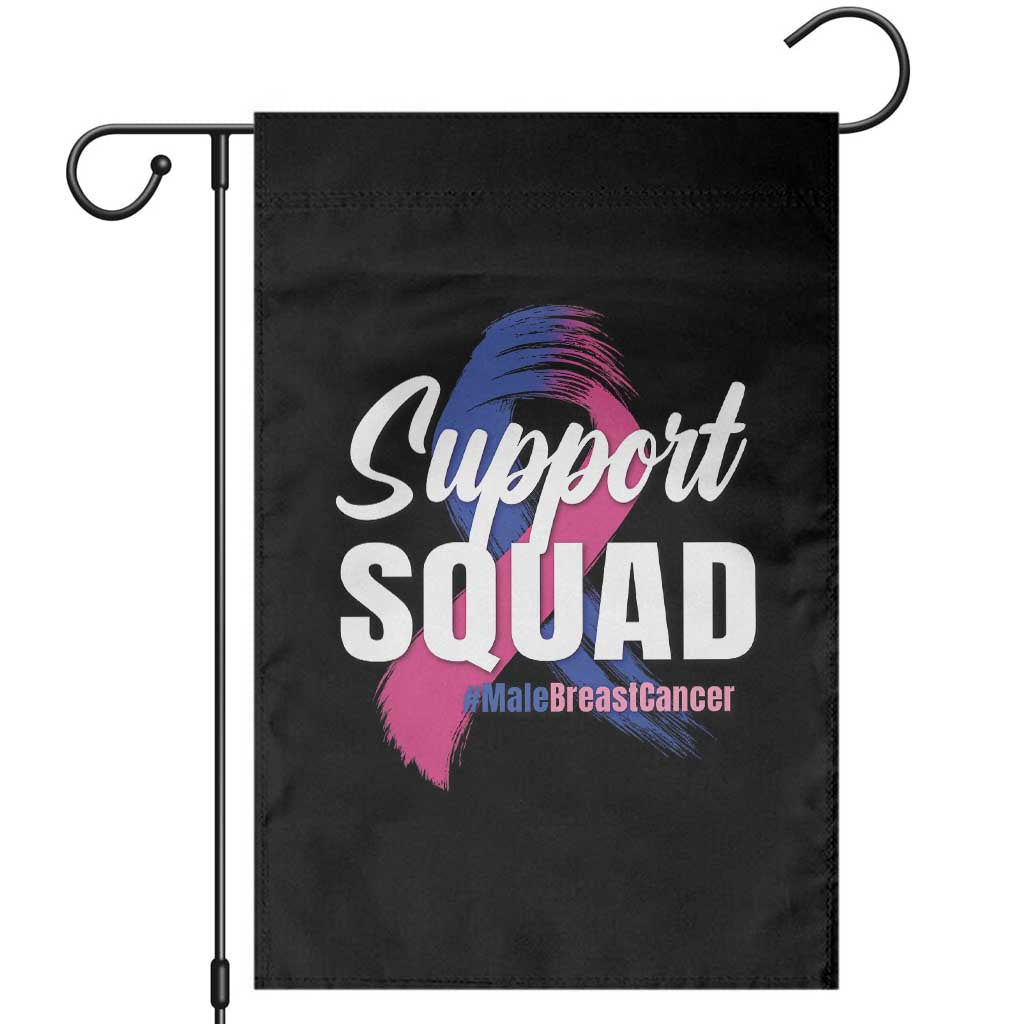 Male Breast Cancer Awareness Support Squad Garden Flag Blue And Pink Ribbon Brushstroke