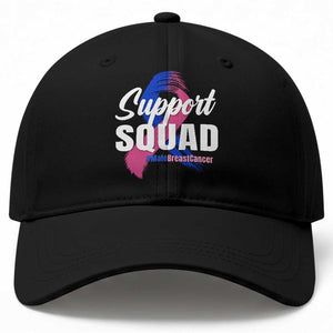 Male Breast Cancer Awareness Support Squad Baseball Cap Blue And Pink Ribbon Brushstroke