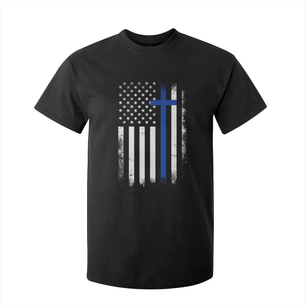 Patriotic Christian Police Vintage American Flag T Shirt For Kid Proud First Responders