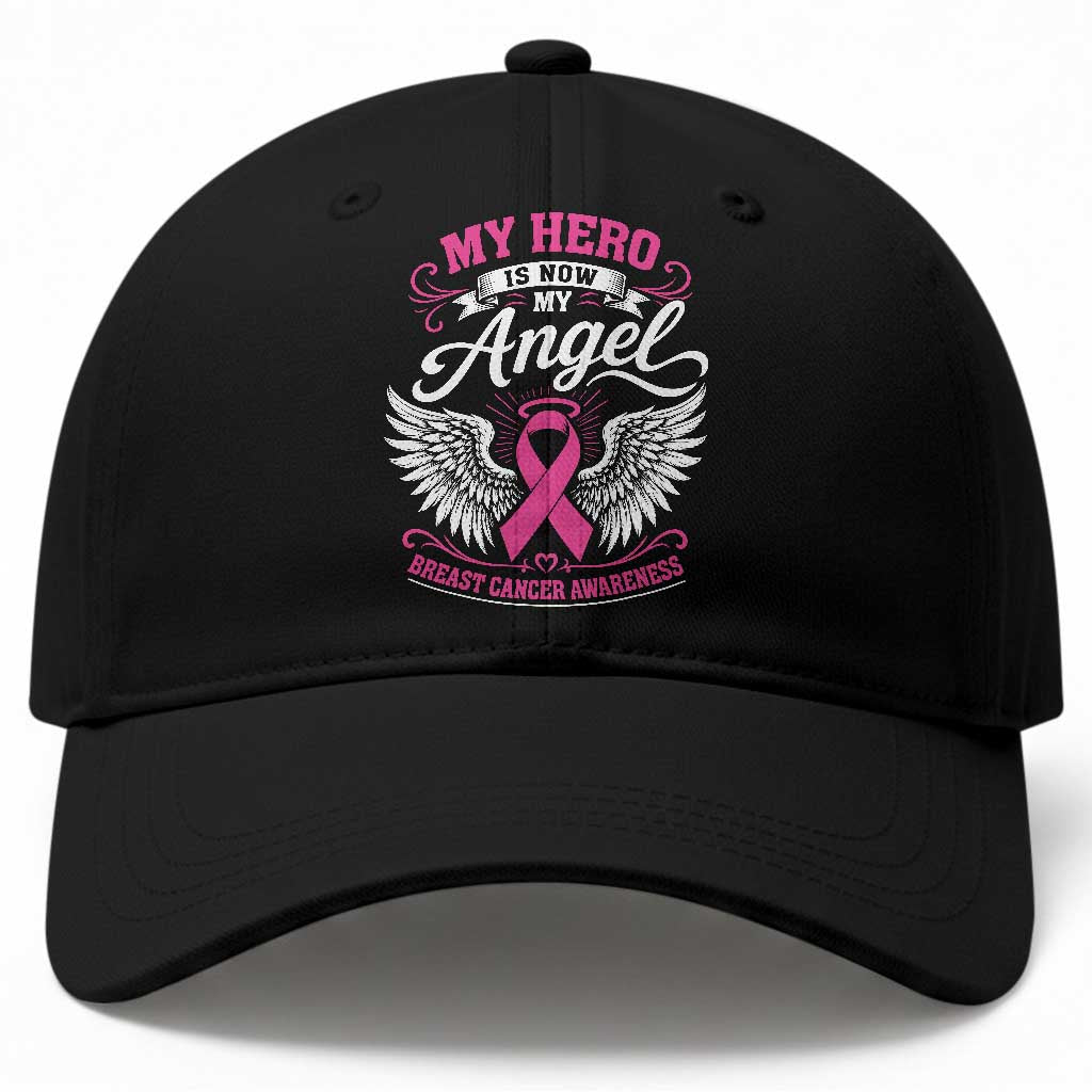 Breast Cancer Awareness Baseball Cap My Hero Is Now My Angel Pink Ribbon