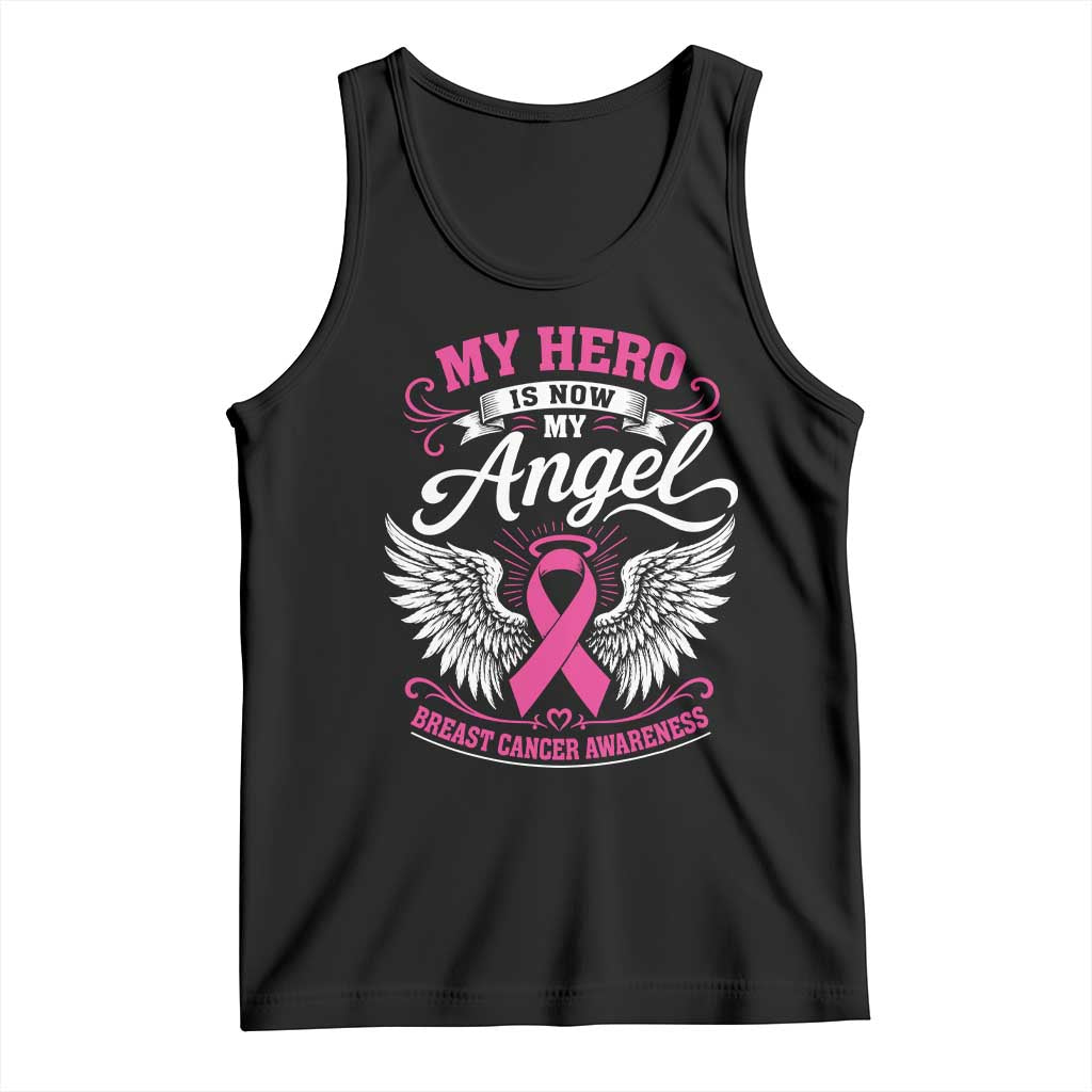 Breast Cancer Awareness Tank Top My Hero Is Now My Angel Pink Ribbon