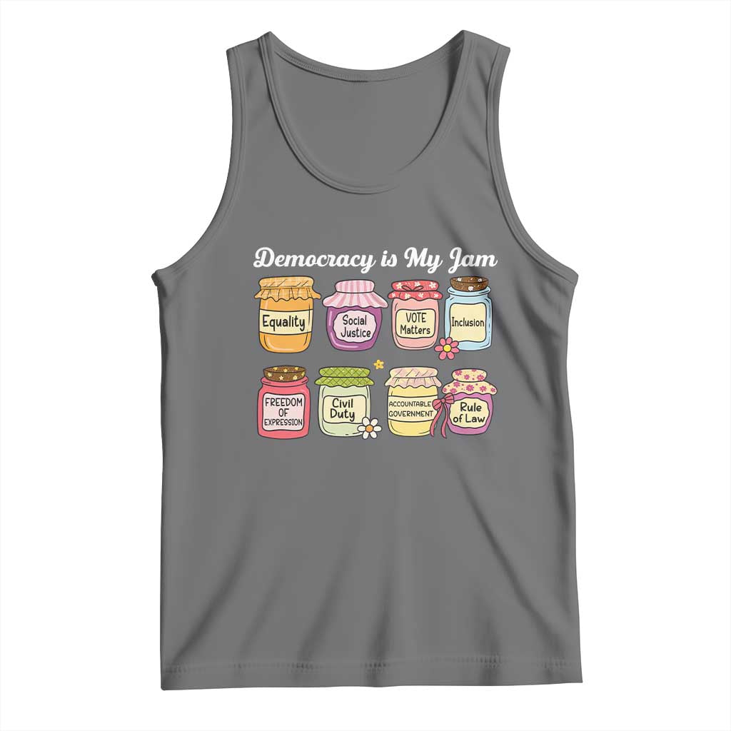 Democracy Is My Jam Tank Top Social Justice Protest Resist TS11 Black Heather Print Your Wear