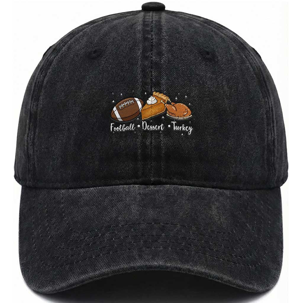 Funny Political Fall Season Washed Cotton Baseball Cap Football Dessert Turkey Thanksgiving TS11 Print Your Wear