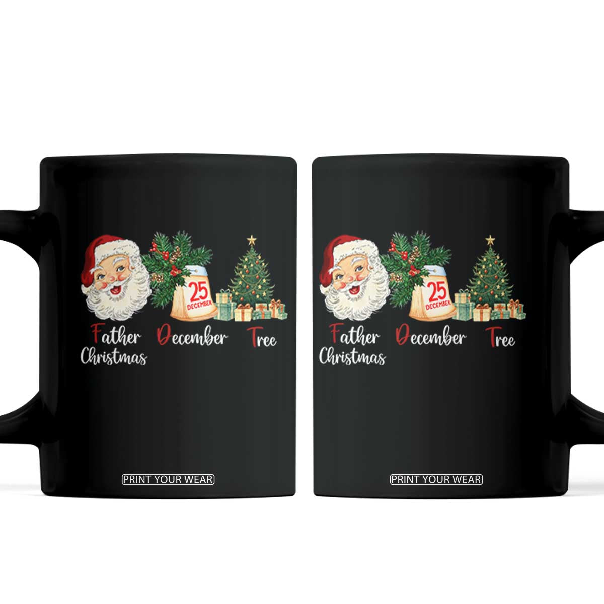 Funny Political Christmas Coffee Mug Father Christmas December Tree TS11 Black Print Your Wear