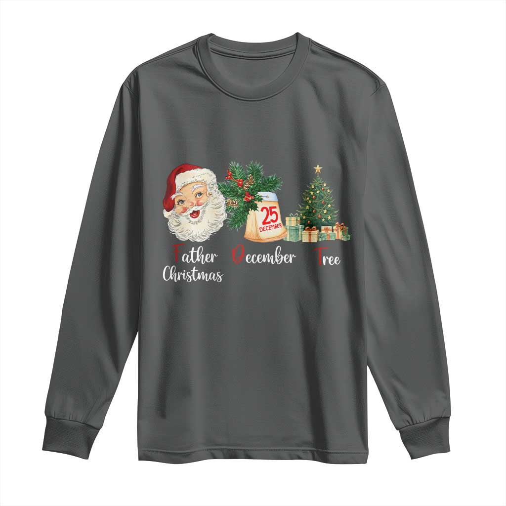 Funny Political Christmas Long Sleeve Shirt Father Christmas December Tree TS11 Dark Heather Print Your Wear