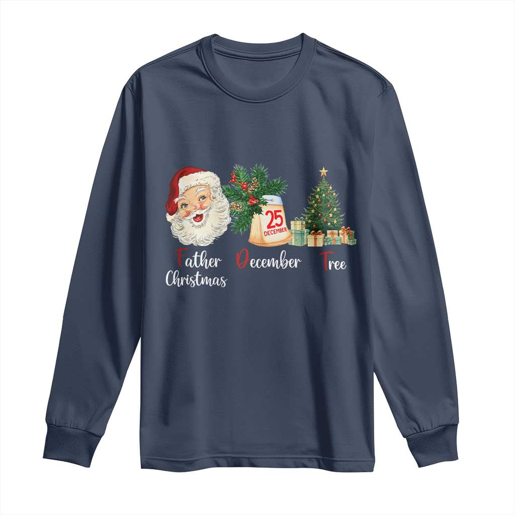 Funny Political Christmas Long Sleeve Shirt Father Christmas December Tree TS11 Navy Print Your Wear