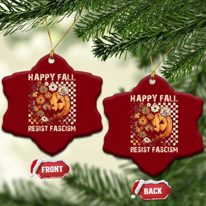 Happy Fall Resist Fascism Ceramic Ornament Halloween Fall Pumpkin TS11 Print Your Wear