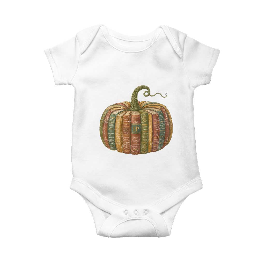 Book Pumpkin Autumn Fall Librarians Bookworm Teacher Baby Onesie TS11 White Print Your Wear