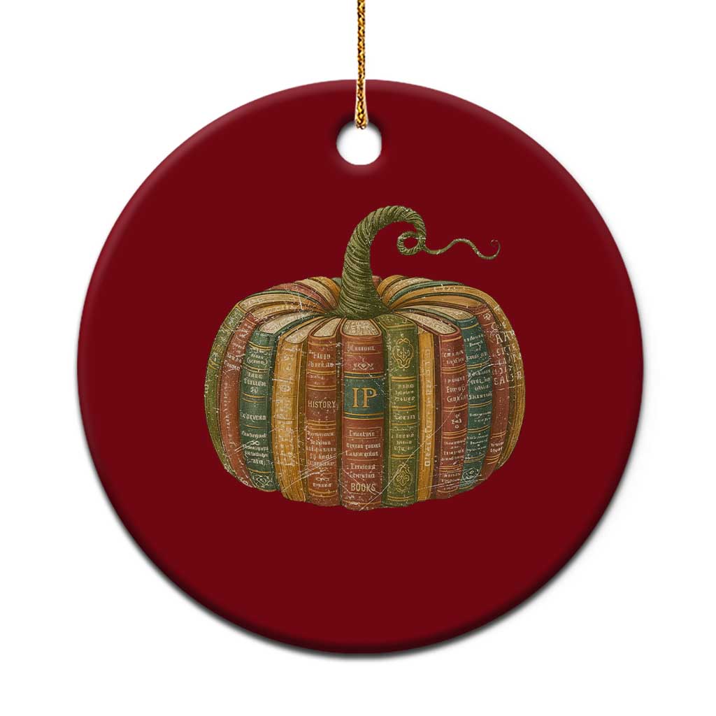 Book Pumpkin Autumn Fall Librarians Bookworm Teacher Ceramic Ornament TS11 1pc Red Print Your Wear