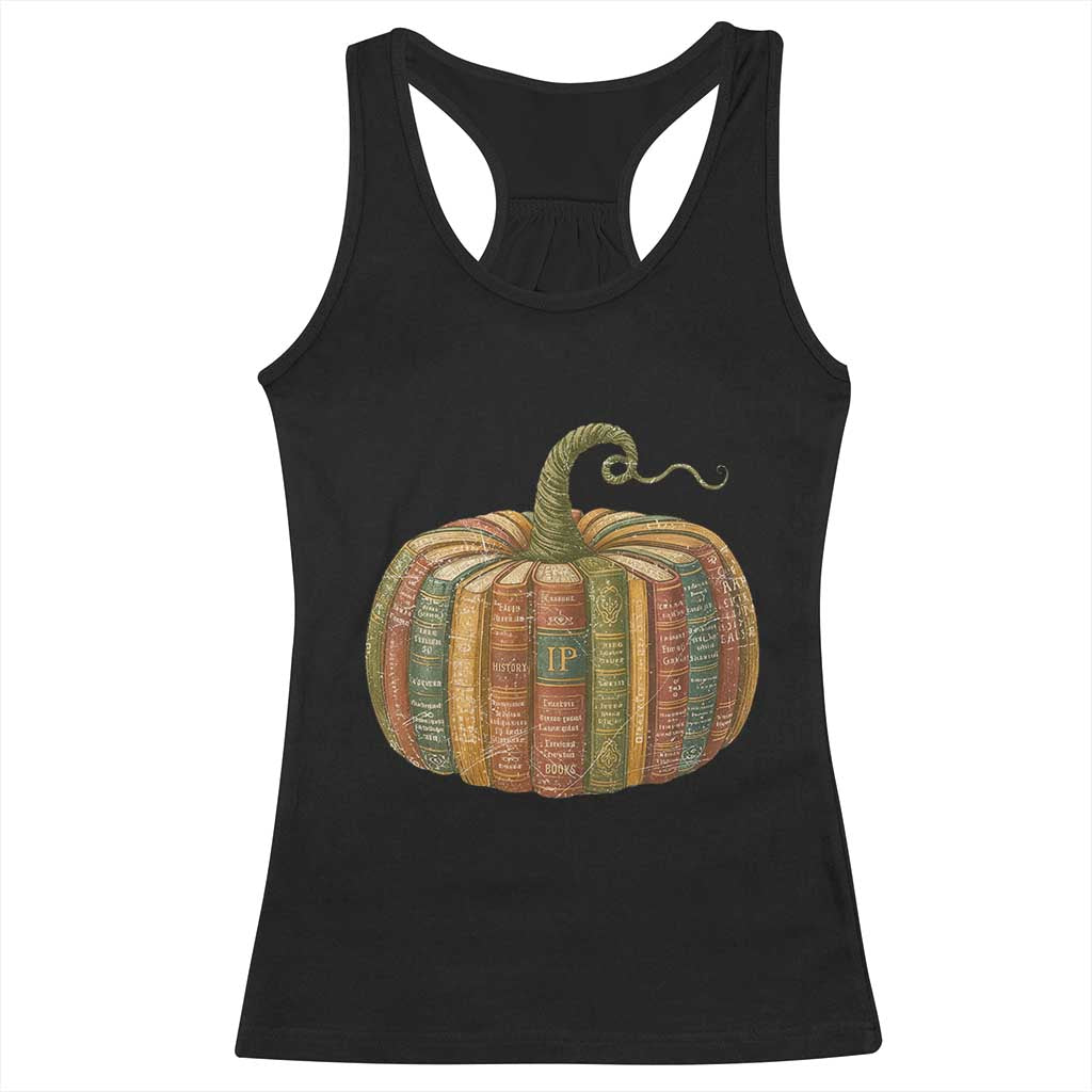Book Pumpkin Autumn Fall Librarians Bookworm Teacher Racerback Tank Top TS11 Black Print Your Wear