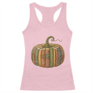 Book Pumpkin Autumn Fall Librarians Bookworm Teacher Racerback Tank Top TS11 Light Pink Print Your Wear