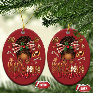 Have A Melanin Xmas African American Girl Xmas Christmas Ornament TS11 Oval Red Print Your Wear