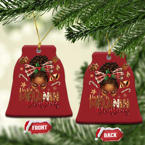 Have A Melanin Xmas African American Girl Xmas Christmas Ornament TS11 Bell Flake Red Print Your Wear