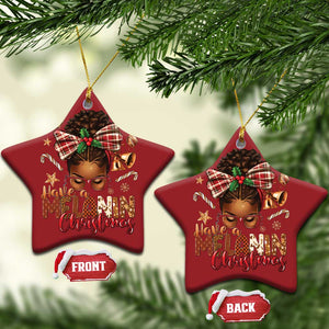 Have A Melanin Xmas African American Girl Xmas Christmas Ornament TS11 Star Red Print Your Wear