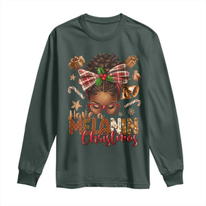 Have A Melanin Christmas African American Girl Xmas Long Sleeve Shirt TS11 Dark Forest Green Print Your Wear