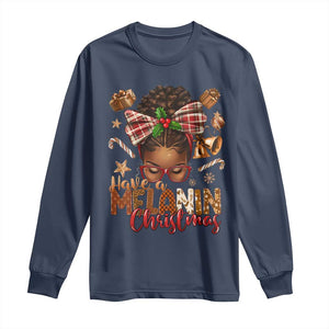 Have A Melanin Christmas African American Girl Xmas Long Sleeve Shirt TS11 Navy Print Your Wear