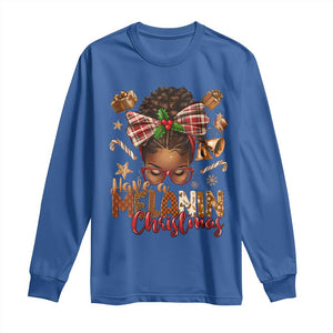 Have A Melanin Christmas African American Girl Xmas Long Sleeve Shirt TS11 Royal Blue Print Your Wear