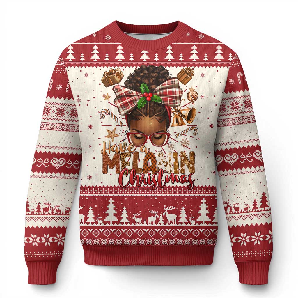 Have A Melanin Christmas African American Girl Xmas Ugly Christmas Sweater TS11 Red Print Your Wear