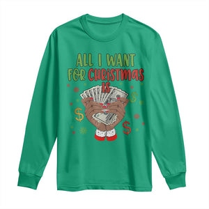 Funny All I Want For Christmas Is Money Long Sleeve Shirt Xmas Melanin Black African American Hands TS11 Irish Green Print Your Wear