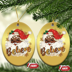 Funny Retro Black Santa Xmas Christmas Ornament Believe African American Xmas TS11 Oval Gold Print Your Wear