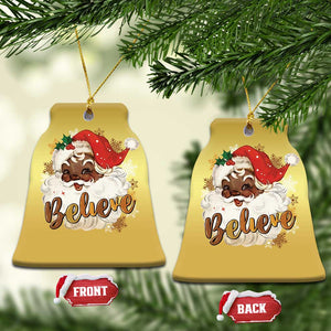 Funny Retro Black Santa Xmas Christmas Ornament Believe African American Xmas TS11 Bell Flake Gold Print Your Wear