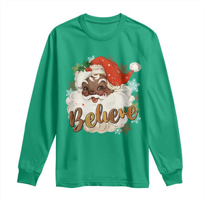 Funny Retro Black Santa Christmas Long Sleeve Shirt Believe African American Xmas TS11 Irish Green Print Your Wear