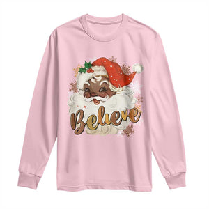 Funny Retro Black Santa Christmas Long Sleeve Shirt Believe African American Xmas TS11 Light Pink Print Your Wear