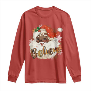 Funny Retro Black Santa Christmas Long Sleeve Shirt Believe African American Xmas TS11 Red Print Your Wear