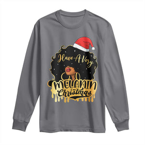 Have A Melanin Christmas African American Santa Girl Xmas Long Sleeve Shirt TS11 Charcoal Print Your Wear