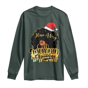 Have A Melanin Christmas African American Santa Girl Xmas Long Sleeve Shirt TS11 Dark Forest Green Print Your Wear