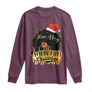 Have A Melanin Christmas African American Santa Girl Xmas Long Sleeve Shirt TS11 Maroon Print Your Wear