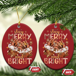 Funny African American Xmas Christmas Ornament Stay Merry And Bright Black Melanin Girl TS11 Oval Red Print Your Wear