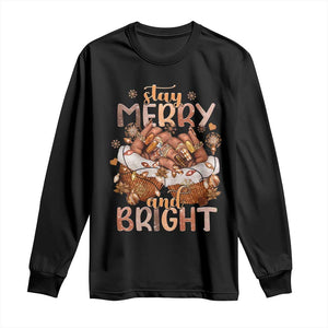 Funny African American Christmas Long Sleeve Shirt Stay Merry And Bright Black Melanin Girl TS11 Black Print Your Wear