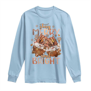 Funny African American Christmas Long Sleeve Shirt Stay Merry And Bright Black Melanin Girl TS11 Light Blue Print Your Wear