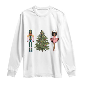 Funny Black Ballerina Nutcracker African American Christmas Long Sleeve Shirt TS11 White Print Your Wear