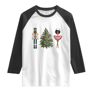 Funny Black Ballerina Nutcracker African American Christmas Raglan Shirt TS11 White Black Print Your Wear
