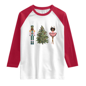 Funny Black Ballerina Nutcracker African American Christmas Raglan Shirt TS11 White Red Print Your Wear