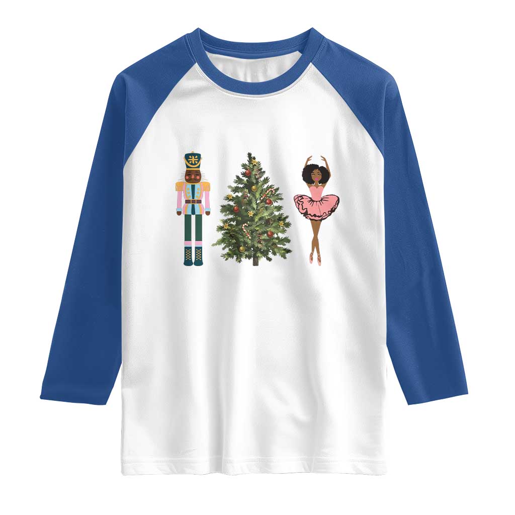 Funny Black Ballerina Nutcracker African American Christmas Raglan Shirt TS11 White Royal Print Your Wear