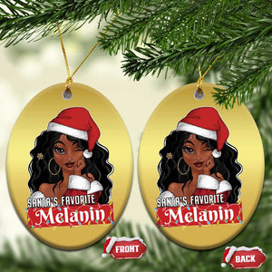 African American Xmas Christmas Ornament Santa's Favorite Melanin Santa Girl TS11 Oval Gold Print Your Wear