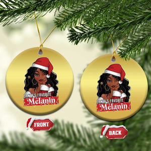 African American Xmas Christmas Ornament Santa's Favorite Melanin Santa Girl TS11 Circle Gold Print Your Wear