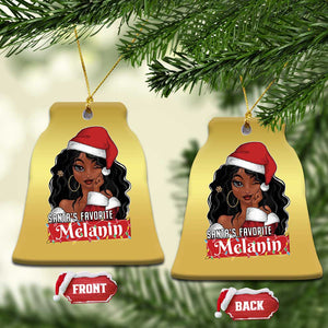 African American Xmas Christmas Ornament Santa's Favorite Melanin Santa Girl TS11 Bell Flake Gold Print Your Wear