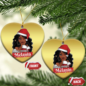 African American Xmas Christmas Ornament Santa's Favorite Melanin Santa Girl TS11 Heart Gold Print Your Wear